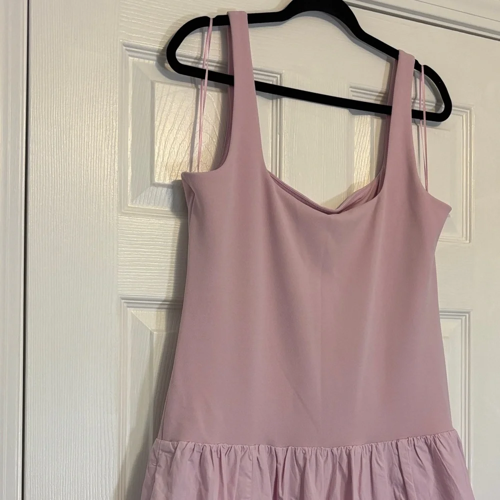 Abercrombie & Fitch Pink Mixed Fabric Bubble Hem Midi Dress Size XL – Excellent - Picture 3 of 14